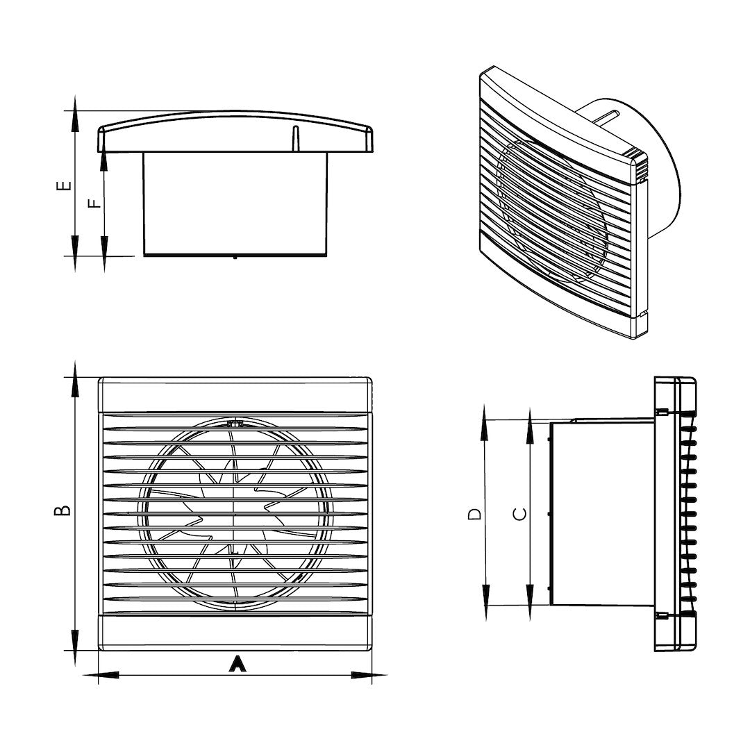 Dospel Wandventilator PLAY CLASSIC 100, Weiß oder Schwarz