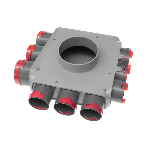 WANAS MODULAR Luftverteiler aus Kunststoff für Flexrohr Ø75 und Zubehör, Verteiler 9 x Ø75, Ø160