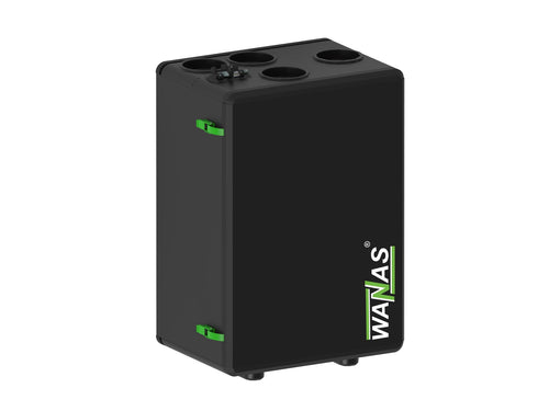 WANAS BLACK 200 V und 300 V Lüftungsgerät mit Wärmerückgewinnung, vertikale Anschlüsse, BLACK 200 V / Standard / Kreuzgegenstrom-Wärmetauscher