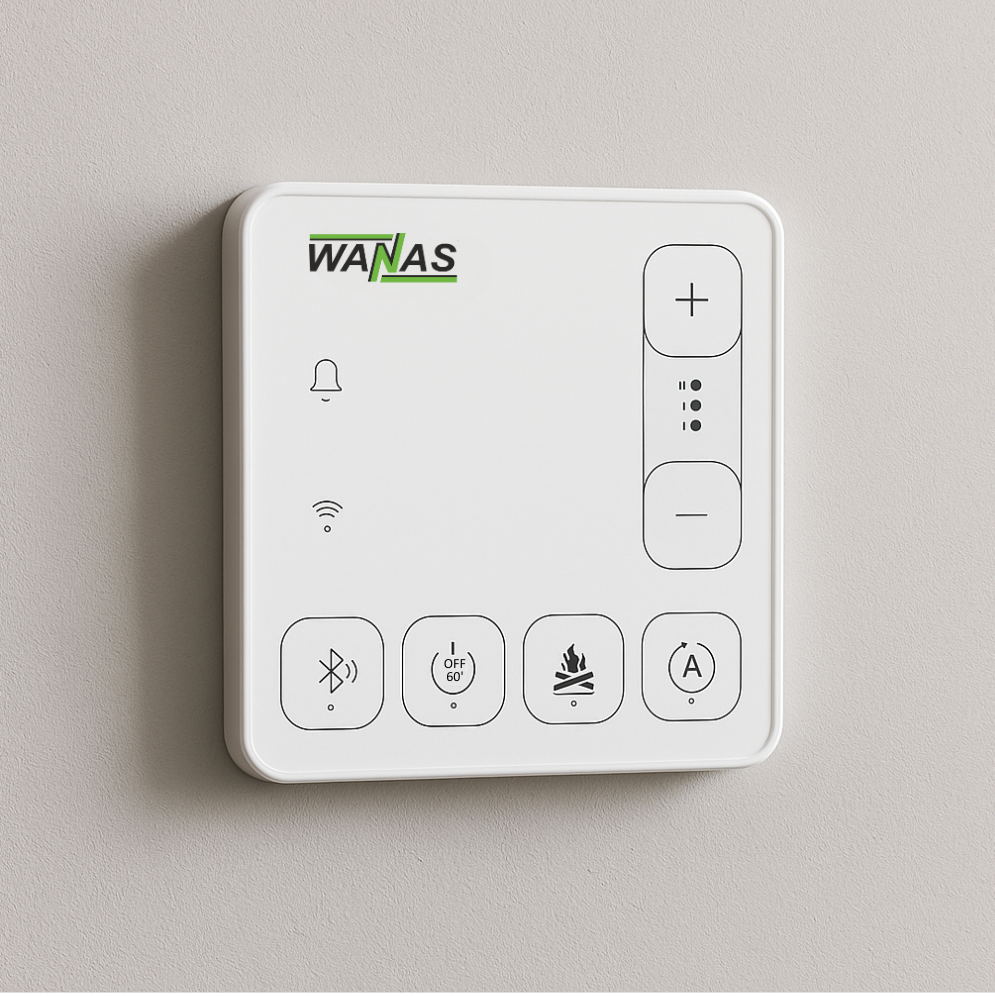 WANAS BLACK 200 V und 300 V Lüftungsgerät mit Wärmerückgewinnung, vertikale Anschlüsse, Ansicht 3