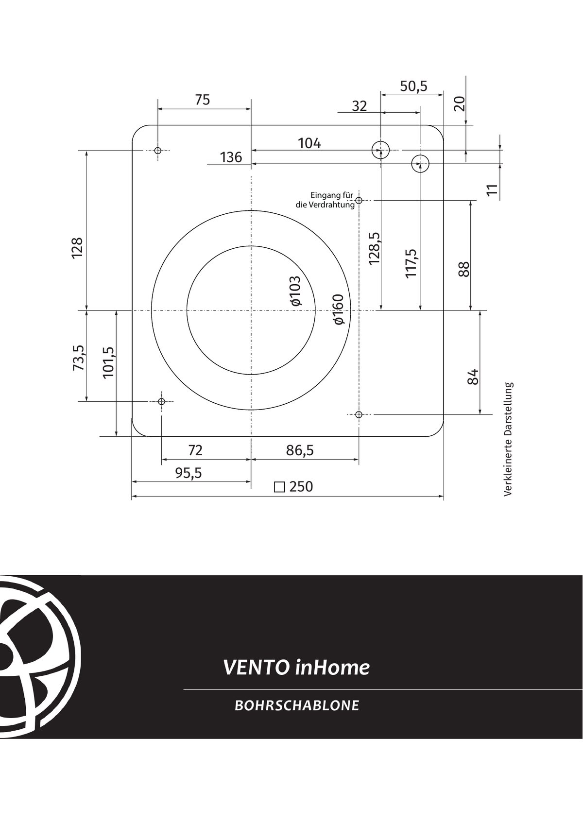 Blauberg drilling template VENTO inHome, template dimensions