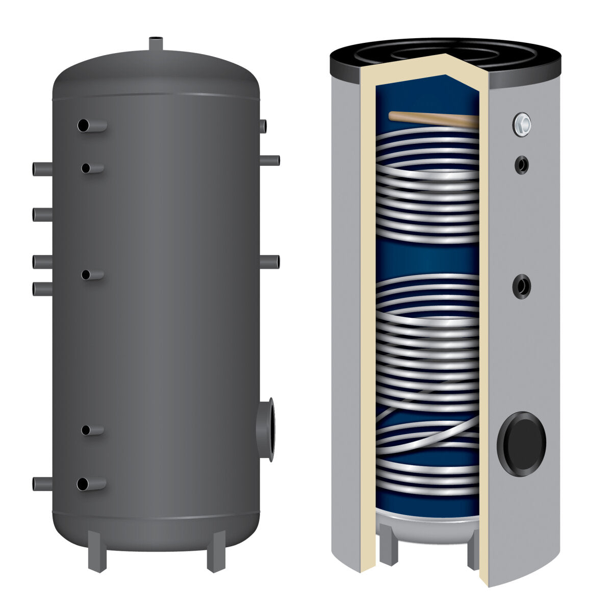 TWL emaillierter Solarspeicher SO mit 2 Glattrohr-Wärmetauschern, 200 bis 2.000 l, 300 l