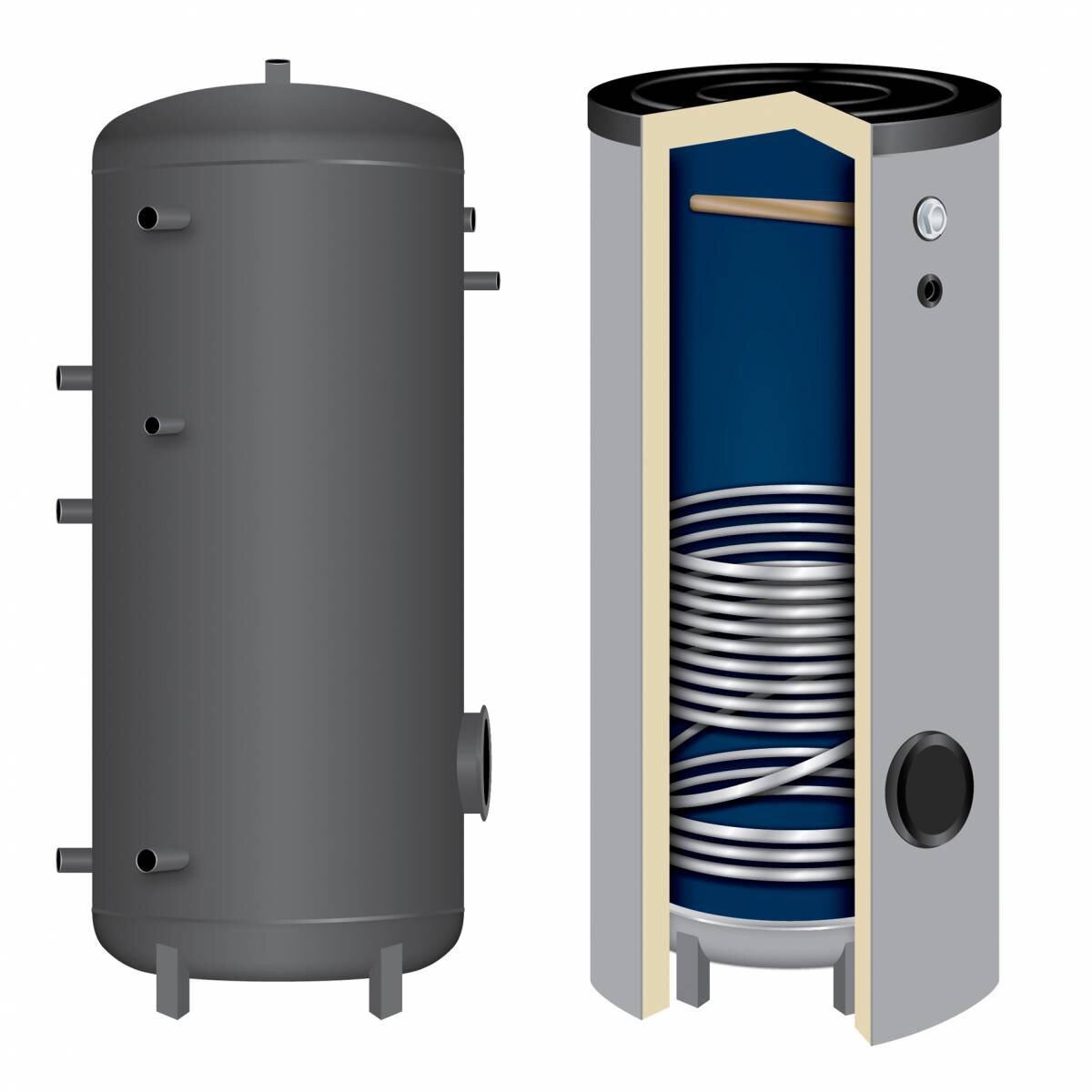 TWL emaillierter Trinkwasserspeicher S mit 1 Glattrohr-Wärmetauscher, 150 bis 2.000 l, 200 l