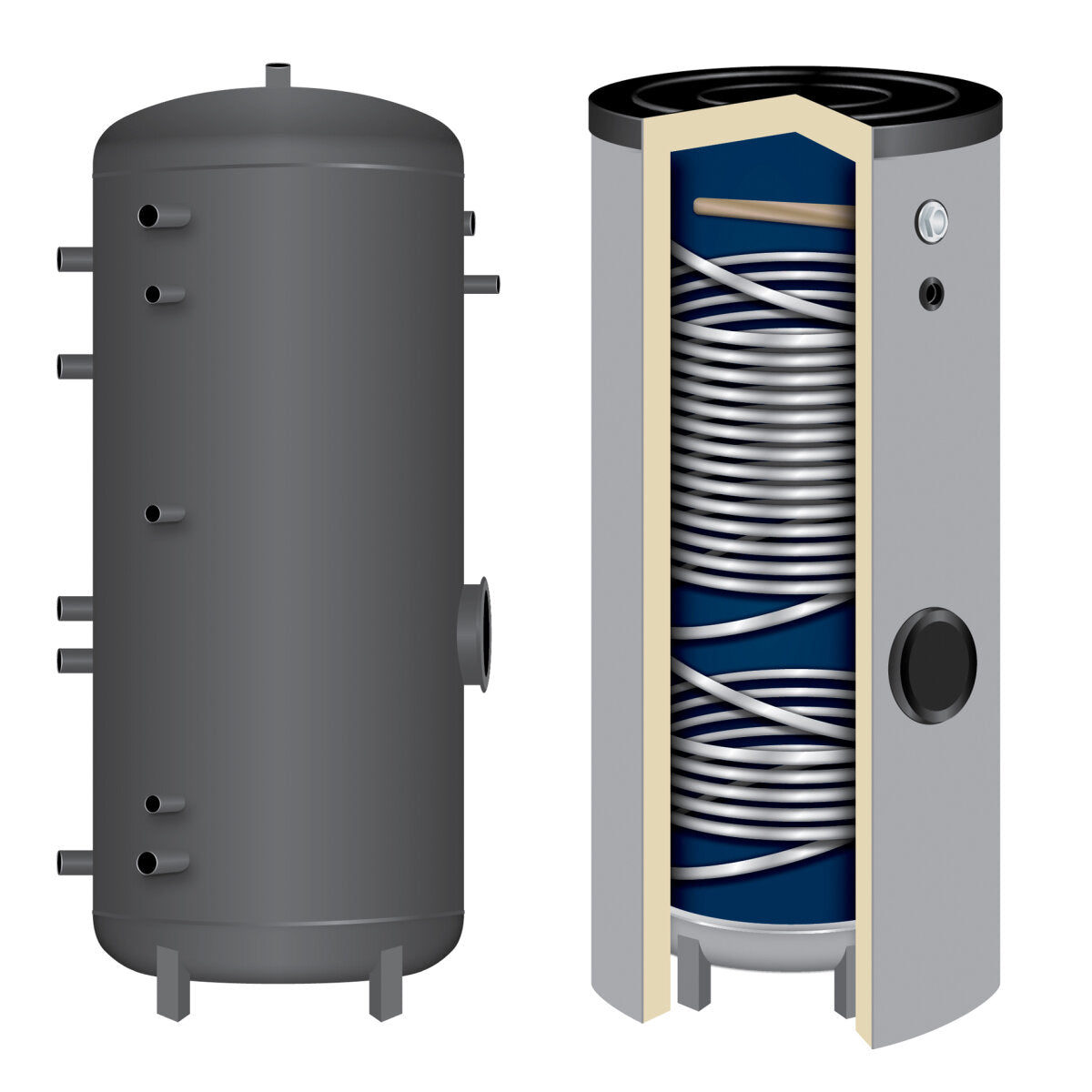 TWL heat pump DHW tank SWP2 with 2 smooth tube heat exchangers, 300 to 500 l, 500 l