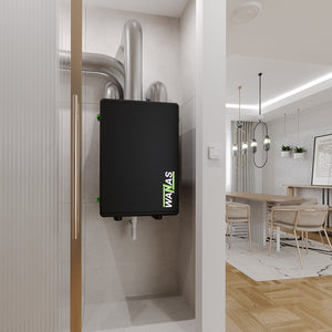 WANAS BLACK 200 V und 300 V Lüftungsgerät mit Wärmerückgewinnung, vertikale Anschlüsse, Ansicht 5