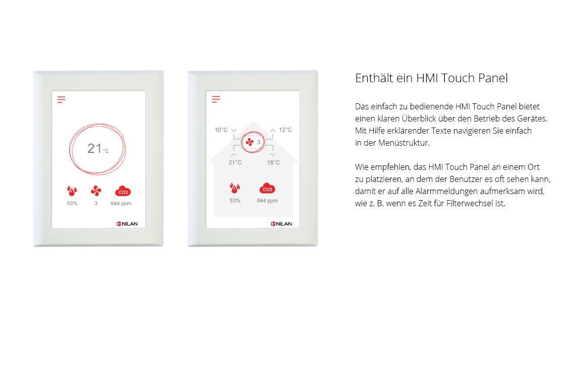 Nilan VPL15 Top M2 mit HMI Touch Panel