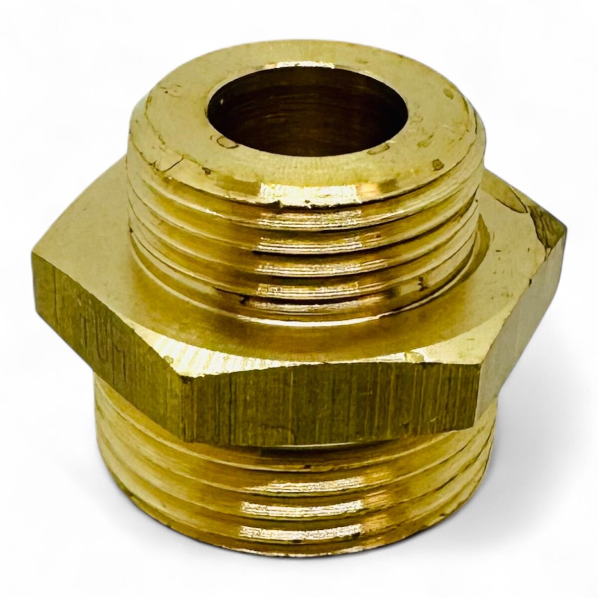 Westech brass reducing nipple, male thread on both sides, 1" male x 3/4" male