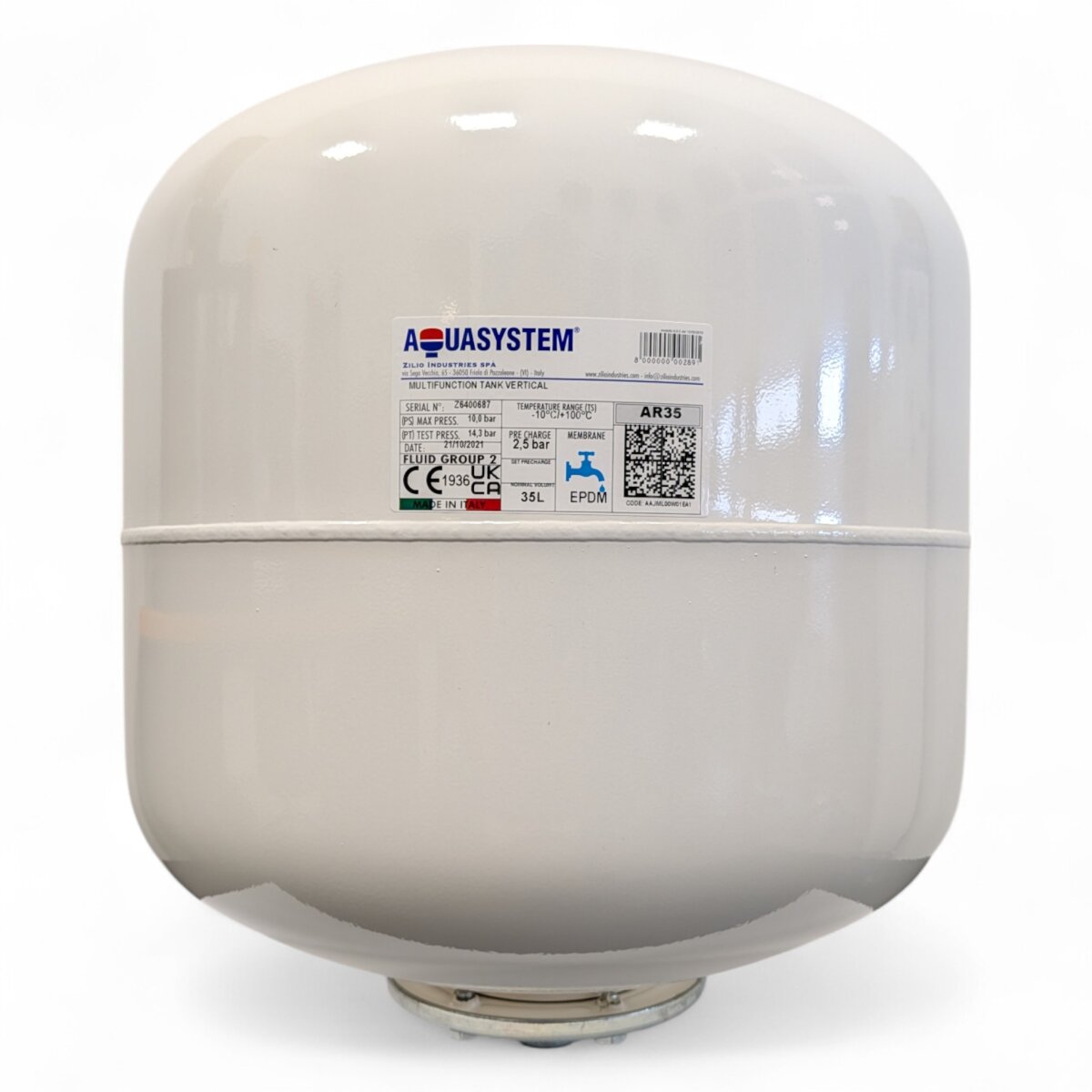 Zilio Aquasystem Trinkwasser-Ausdehnungsgefäß AR mit Wandhalterung, 12 bis 35 l, 35 l
