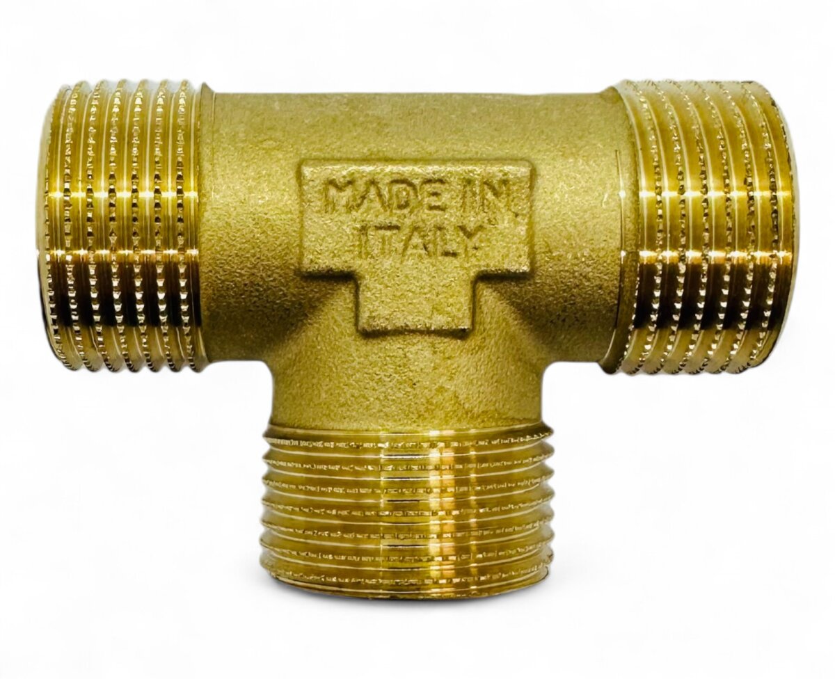 Westech T-Stück aus Messing, 3 x 1" Außengewinde, Produktansicht