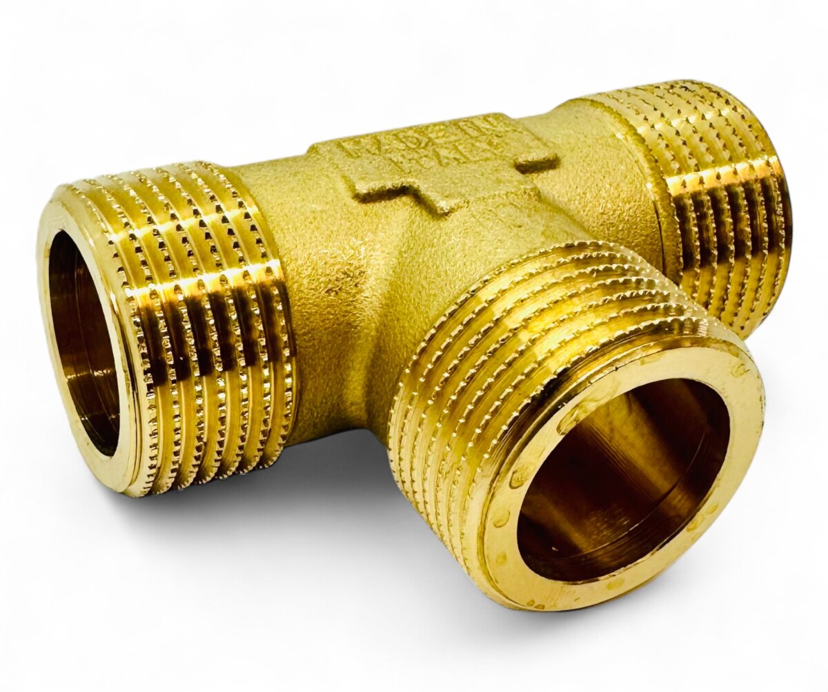 Westech T-Stück aus Messing, 3 x 1" Außengewinde, Ansicht 2