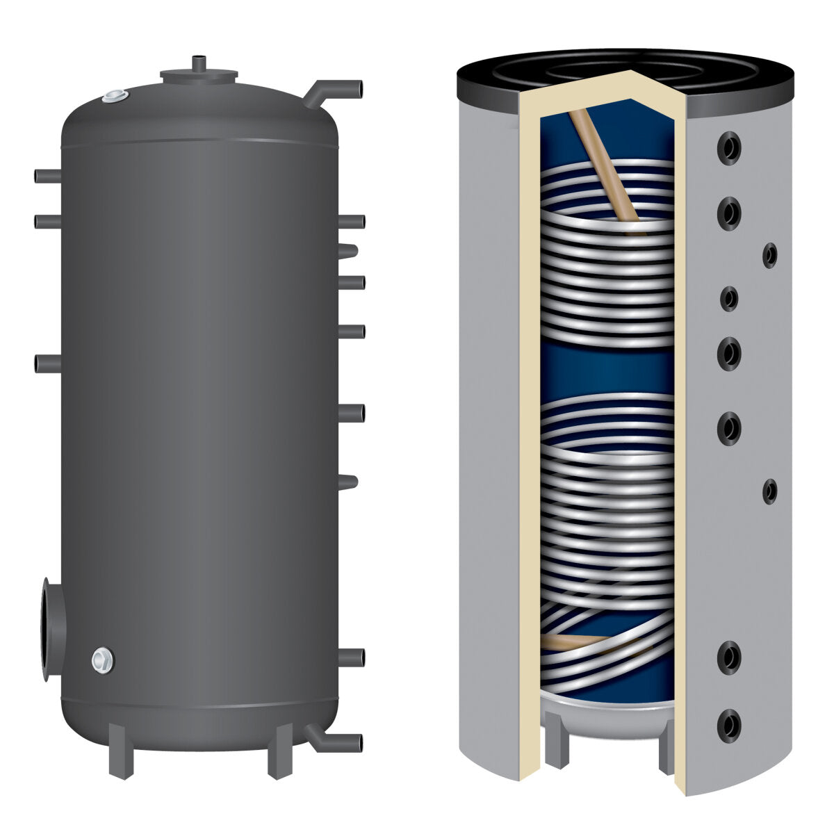 TWL emaillierter Solarspeicher SO mit 2 Glattrohr-Wärmetauschern, 200 bis 2.000 l, 1500 l
