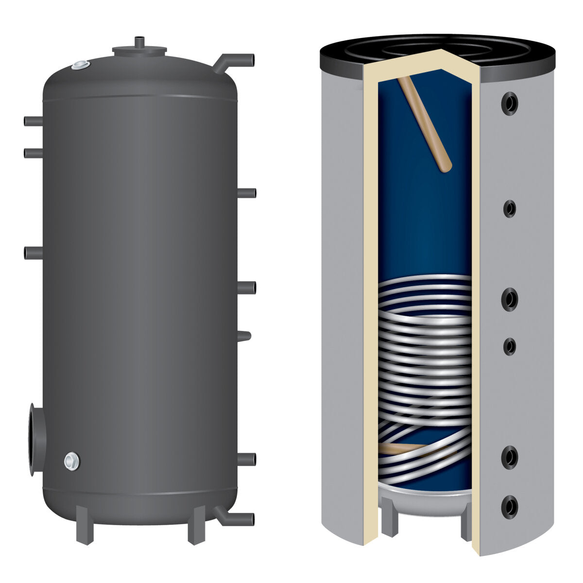 TWL emaillierter Trinkwasserspeicher S mit 1 Glattrohr-Wärmetauscher, 150 bis 2.000 l, 800 l