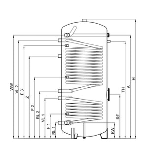 TWL heat pump DHW tank SWP2 with 2 smooth tube heat exchangers, 300 to 500 l, view 3