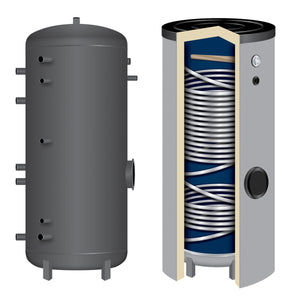 TWL heat pump DHW tank SWP2 with 2 smooth tube heat exchangers, 300 to 500 l, 500 l