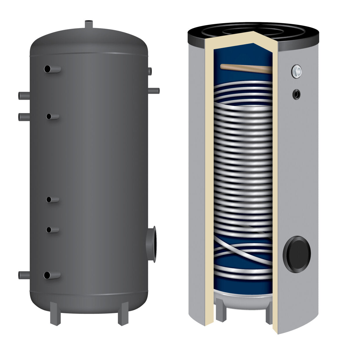 TWL Wärmepumpenspeicher SWP mit 1 Glattrohr-Wärmetauscher, 150 bis 500 l, 400 l