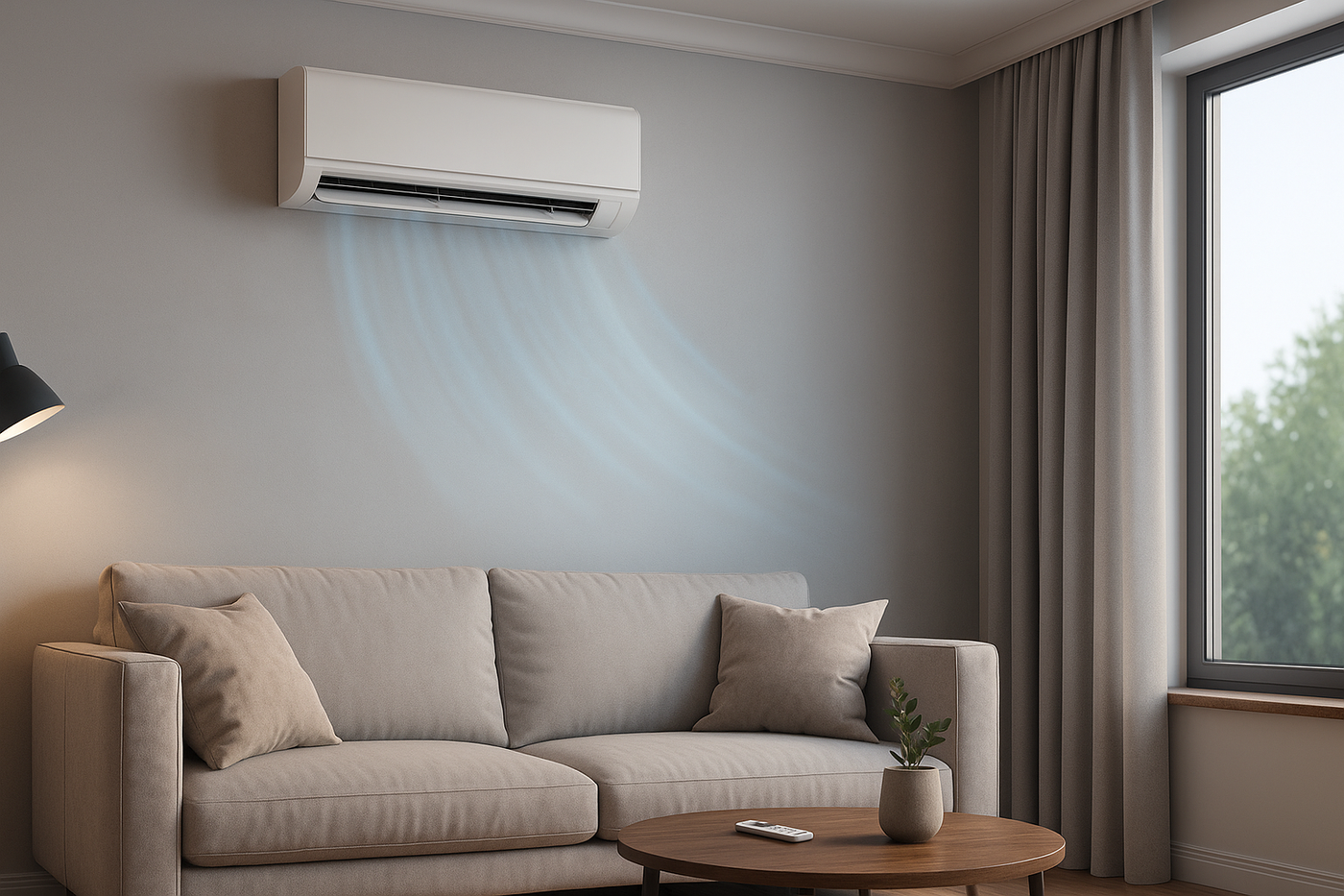 Split-Klimaanlage im Wohnraum – leise, energieeffiziente Kühlung mit mobilen Geräten